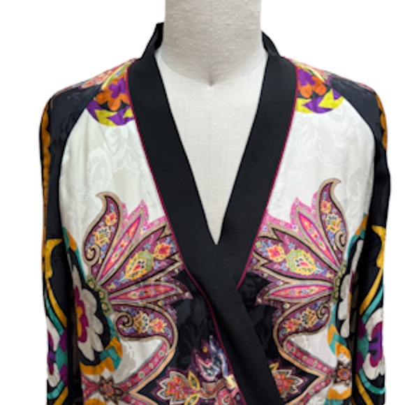 Etro Italian Luxury Colorful Paisley Wrap Kimono Dress - Picture 5 of 10